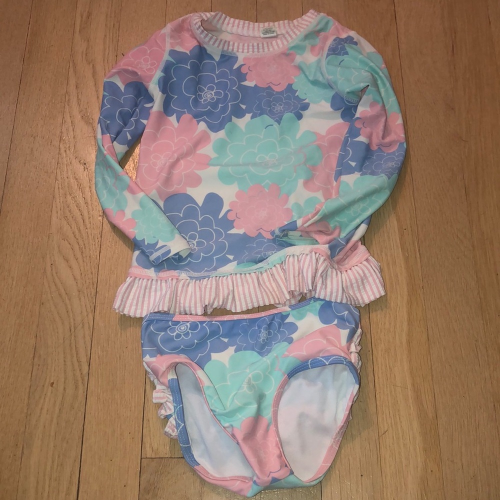 Ruffle Butts Pastel Petals Long Sleeve Swimsuit